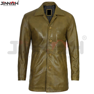 Gabardina de Cuero Marrón Hecha a Medida, Prenda Exterior Clásica para Caballeros con Estilo, Chaqueta de Primera Calidad con Corte Personalizado - Product Image 4