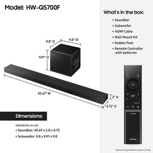 HW-QS700F 3.1.2-Channel for Wireless Mini Soundbar System with Wood Material - Product Image 2