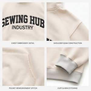 เสื้อฮู้ดดี้สีตามสั่ง 500 GSM ผ้าฝ้ายฟลีซหนานุ่ม สวมใส่สบาย สไตล์ลำลอง ดีไซน์ทันสมัยสำหรับสตรีทแวร์ รับผลิตแบบ OEM จำนวนมาก - Product Image 4