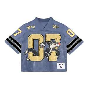 Camiseta de fútbol retro con cuello en V de secado rápido, personalizada de fábrica, estilo oversize y boxy, para hombre, camiseta de baloncesto de malla corta, camiseta de fútbol. - Product Image 2