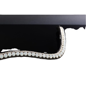 Best Selling Cow Leather Equestrian Horse Brow Band With Three Row <b>Crystal</b> <b>Top</b> Indian Supplier Manufacturer Custom Design - Product Image 6