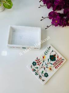 Luxury <b>White</b> Marble Storage <b>Box</b> with Exquisite Multicolor Inlay Artwork Wholesale Available Here - Product Image 3
