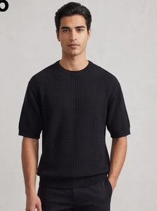 T-shirt gaufré d'été pour homme à manches courtes et col rond, séchage rapide, coupe-vent - Product Image 5