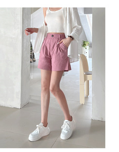 Pantalones Cortos Casuales de Verano para Mujer, Novedad, de Cintura Media, Pierna Ancha, con Volantes Decorativos, Bolsillos Cargo Transpirables, Ajuste Regular, Pantalones Cortos de Moda 100% - Product Image 5