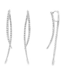 Boucles d'oreilles longues à double rangée de moissanite taille ronde, en argent 925, bijoux fins pour femme, cadeau de fiançailles - Product Image 4