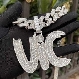 Colgante de Letra Personalizado de Plata de Ley 925 con Diamantes Moissanite VVS para Hombre, Estilo Hip Hop, Colgante de Letra Fina - Product Image 4