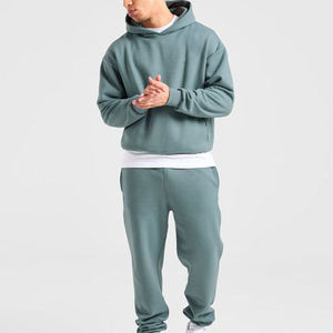 Sweat-shirt à capuche pour homme, couleur turquoise, coupe ample, couleur unie, tricoté, 100% coton, anti-rétrécissement, avec poche, pull-over, vêtement d'automne - Product Image 4