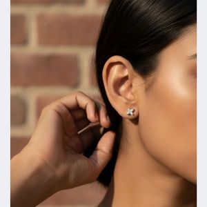 0.50CTW Marquise Prong Flower <b>Cluster</b> Earrings Vintage Women's 9K Gold Lab Grown - Product Image 6
