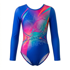 Vente en gros de justaucorps sans manches en coton personnalisable pour filles, nouveau design, strass, vêtements d'entraînement de gymnastique et de danse - Product Image 1