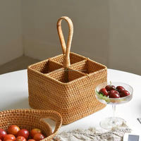 Panier de rangement en rotin tressé à la main avec poignées, écologique, organisateur de cuisine et de maison, design moderne, multifonctionnel