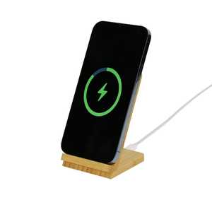 Bamboo Fast Wireless Charger Stand 15W with LED Logo - Product Image 4