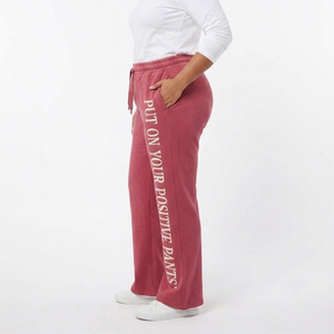 Pantalon évasé pour femme, taille à cordon, jambe large, en molleton, longueur intégrale, style jogging ample, pour l'hiver - Product Image 3