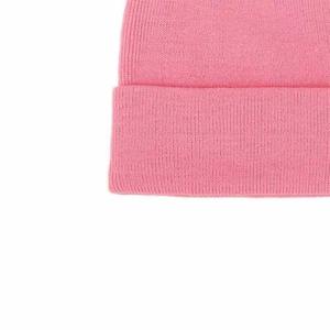 Gorro de punto rosa con logo personalizado, suave y cálido para invierno, gorro acanalado unisex, gorro térmico elástico de moda con dobladillo, venta al por mayor - Product Image 4