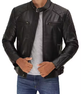 Vestes en cuir véritable pour hommes, style moto, décontractées, hiver 2026, entièrement personnalisables - Product Image 3
