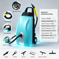 Nettoyeur Vapeur Électrique Instantané 3000W avec Fonction Ozone, Machine de Détail Automobile pour l'Élimination des Taches et des Odeurs à l'Intérieur des Voitures