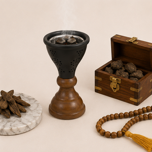 Luxury Arabic Wooden Bakhoor Burner Metal Oud Mubkhar Censer for Ramadan Eid Gift Middle Eastern Home <b>Decor</b> Wholesale Supplies - Product Image 6
