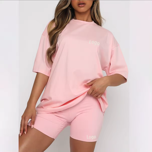 Ensemble de vêtements de sport d'été 2 pièces : haut à manches courtes et short de sport, ensemble short cycliste personnalisé pour femme - Product Image 3