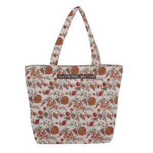 Meilleur prix fourre-tout en toile matelassée sac main bloc imprimé doux coton toile matelassée sac fourre-tout à vendre bloc impression toile matelassée - Product Image 1