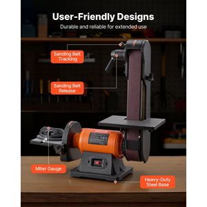 Levigatrice a Nastro e Disco Professionale da Banco 6 Pollici 420W 2 x 42 Pollici con Regolazioni Multiple dell'Angolo per Dischi Abrasivi - Product Image 6