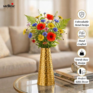Vase en métal doré élégant, porte-fleurs décoratif, centre de table de luxe pour la maison, le bureau, le salon, la chambre à coucher - Product Image 6