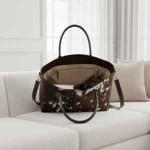 Sac fourre-tout tendance à imprimé léopard en fourrure véritable pour femme, style ouvert, usage quotidien toutes saisons - Product Image 3