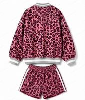 Ensemble 2 pièces pour femme, rose personnalisé, col en V, pull et short, coupe ample, sportif, respirant, en polyester tricoté, hiver, au-dessus du genou, uni