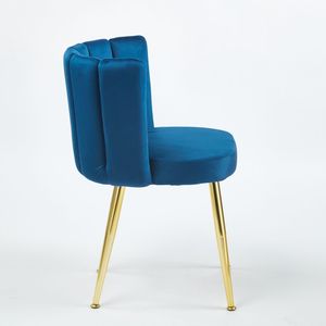 Set di 2 Sedie da Pranzo Moderne Blu con Schienale in Velluto Confortevole e Gambe in Tubo di Ferro Color Oro per Sala da Pranzo - Product Image 2