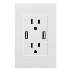 Dual 2.4A High Speed <b>USB</b> Wall Charger Duplex Smart Power Socket <b>Plug</b> US Standard <b>USB</b> Wall Outlet - Product Image 1