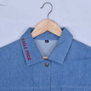 <b>Mens</b> Light Blue Denim Racer <b>Jackets</b> Turn-Down Collar Embroidered Letter Logo Left Sleeve Casual Autumn Wear <b>Bike</b> Racer <b>Jackets</b> - Product Image 6