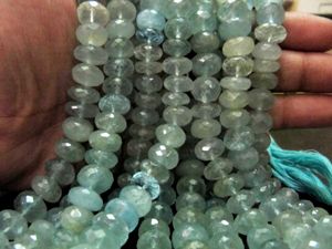 Perles facettées rondes en aquamarine naturelle, 11 mm, pierre précieuse bleue, brin de 8 pouces de long - Product Image 5