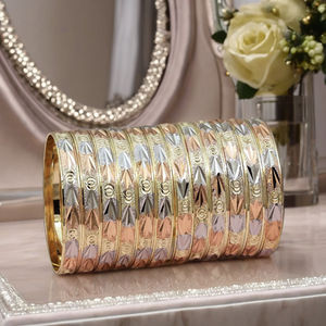 Wholesale 3 Tone Gold Filled Forming Bangles, Multi Tone Gold Bangles Set, 3 Tone Fashion Bangles <b>Jewelry</b>, Tri Color Bangles Set - Product Image 4
