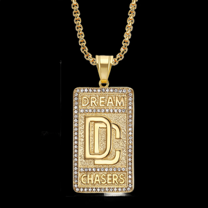 Pendentif Dream Chasers DC en argent 925 plaqué rhodium avec micro-incrustation de moissanite taille brillant, style hip-hop, unisexe, pour tous les jours - Product Image 2
