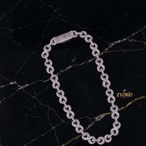 Luxury Iced Out Round Link Chain <b>Necklace</b> for Men and Women Hip Hop Diamond Look <b>Statement</b> Jewelry White Gold Plated Chain - Product Image 4