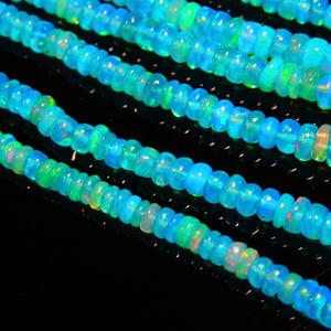 Perles d'opale bleue Paraïba naturelle 3-4,5 mm 16 pouces, perles rondes lisses pour la création de bijoux - Product Image 2