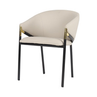 Chaise de salle à manger en cuir orange, chaise avec accoudoirs, revêtement de luxe, pieds en métal noir et or, pour la maison, l'hôtel, le restaurant