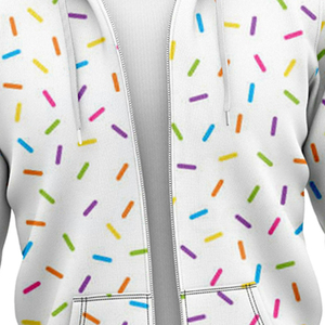 Sudadera con Capucha Blanca para Hombre con Estampado de Chispas Coloridas, Cierre Frontal con Cremallera, Tejido Casual, 100% Algodón, Corte Regular, para Primavera - Product Image 2