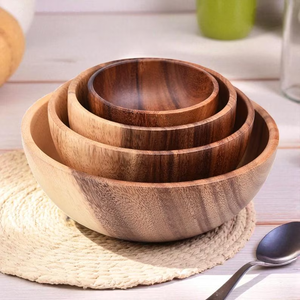 Bol de service rond en bois éco-responsable fait main, finition lisse, design moderne, passe au lave-vaisselle, idéal pour les fêtes, les dîners et la décoration intérieure - Product Image 5