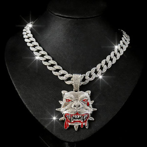 Collar con Colgante de Pitbull con Incrustaciones de Moissanita para Hombre, Cadena Cubana de Plata 925, Estilo Hip Hop, Joyería Ligera de Lujo - Product Image 1