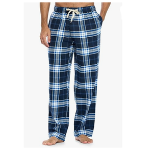 High Quality Navy <b>Flannel</b> Plaid <b>Pajama</b> Pants 100% Cotton Mid Waist for a Relaxed Fit Casual Sleepwear - Product Image 1
