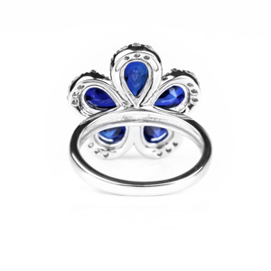 Bague Fleur Bleue en Argent Sterling 925, Bague en Pierre Précieuse Coupe Ovale Poire, Bijou Style Claddagh pour Femme, Cadeau - Product Image 4