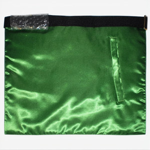 AASR 5th Degree embroidered <b>apron</b> Hand embroidered <b>white</b> Leather green accents symbolic regalia Scottish Rite ceremonial - Product Image 2