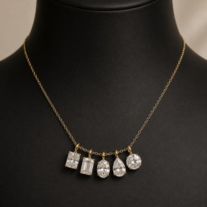 Pendentif collier solitaire en or massif 10K 14K 18K avec diamant de laboratoire de forme ronde et multi-formes, couleur DEF, clarté VS VVS, certifié IGI - Product Image 5