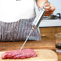 Injecteur de marinade réglable de 2 oz pour viande de bœuf, seringue de cuisson en acier inoxydable avec 2 à 5 aiguilles
