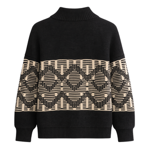 Chaqueta de Punto Fairisle para Mujer, con Cierre Frontal, Estampada, de Manga Larga, Cálida, Estilo Cárdigan, para Uso Diario - Product Image 2