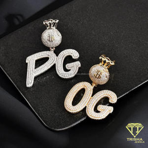 Collier personnalisé SM5 avec chaîne cubaine glacée, bijoux hip-hop bling, pendentif statement - Product Image 2