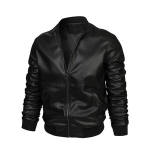 <b>Men</b> Western Style Genuine Leather <b>Jacket</b> Stand Classic Zip Front Quick Dry Breathable Soft Durable Casual Regular Fit Outdoor - Product Image 1