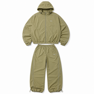 Manufacturer Men's Hooded Windbreaker Tracksuit Custom Print Logo <b>Nylon</b> Elastic Hem Track Jacket & Oversized Waterproof <b>Joggers</b> - Product Image 5