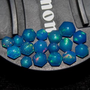 Opale Paraïba naturelle traitée fumée, pierre précieuse en vrac, cabochon taille hexagonale, multicolore, pour bijoux HASNAIN GEMS - Product Image 4