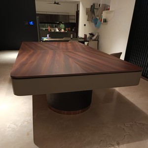 Convertible Adjustable Foldable <b>Solid</b> <b>Wood</b> Negroni Pool <b>Table</b> Dining <b>Top</b> Suede Legs Leather Wrapped Luxury Bestseller - Product Image 2