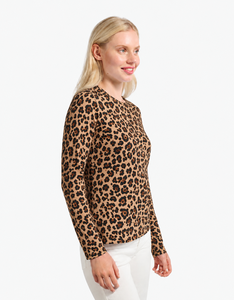 Camiseta de Manga Larga para Mujer, Diseño de Leopardo Color Bronceado, Estilo Casual Premium, Ropa de Marca Privada con Diseño Personalizado, Venta al Por Mayor - Product Image 3